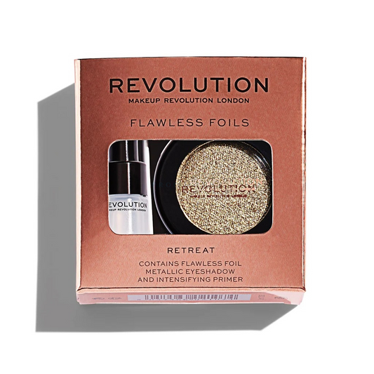 Makeup Revolution Flawless Foils Metaliczny cień do powiek + baza Retreat (5057566021135)